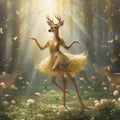 Forest Ballet: Whimsical Animals Posing Amongst Lush Foliage