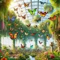 Enchanted Overgrown Greenhouse: A Haven for AI Generated Butterflies