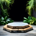 Enchanted Forest Hexagonal Marble Podium in Rustic Elegance