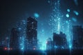 Futuristic cityscape with glowing lights Royalty Free Stock Photo