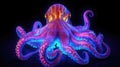 Mesmerizing World of a Magic Huge Octopus with Neon Colors