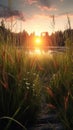 Miniature Marvels: Capturing the Splendor of Sunrise in HD Detail Amidst the Grass