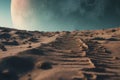 Step moon surface ground. Generate Ai Royalty Free Stock Photo