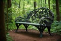 Mystical Retreat: An Enchanting Tree Bench in a Whimsical Forest Clearing