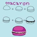 The step order to draw colorful macaron