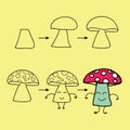 The step order to draw mushroom