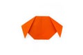 Step-by-step origami instructions. How to make a dog out of orange colored paper. Instructions on a white background top Royalty Free Stock Photo
