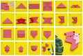 Step-by-step photo guide on how to bookmark an origami book in the form of a pink koala. DIY concept. Children`s creativity