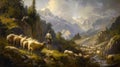 Alpine Shepherd: Tending to Sheep in 18th Century Pastures