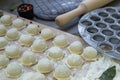 Step-by-step process of making homemade dumplings, ravioli or dumplings Royalty Free Stock Photo