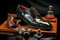 step-by-step process of polishing shoes in sequence