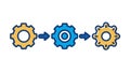 Step-by-Step Process: Sequential Gears for Workflow Efficiency vector design Generative AI Royalty Free Stock Photo