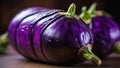 Purple Velvet Symphony: A Macro Overture Displaying the Vibrant Hues and Velvety Skin of an Eggplant - AI Generative Royalty Free Stock Photo