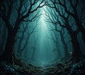 A Dreamlike Surreal Forest Path Intricate Branches and Glowing Light in a Mystical Landscape Perfect for Posters Royalty Free Stock Photo