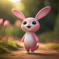 Whimsical Wonders: The Smiling Pink Bunny