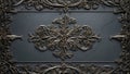 Elegance Unveiled: Intricate Pewter Filigree on Slate. AI generate Royalty Free Stock Photo