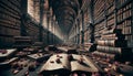 Ethereal Elegance: Dried Roses Adorn the Halls of an Ancient Library