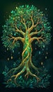 The Binary Tree Guardian A Mesmerizing Portrait of Balance and Duality in Mythical Splendor