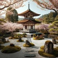 Tranquil Chinese Zen Garden Oasis with Pagoda Royalty Free Stock Photo