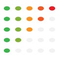 5-step simple progress, level indicator with color code. Progression, steps, phases concept graphics