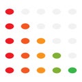 5-step simple progress, level indicator with color code. Progression, steps, phases concept graphics