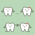 Step of spacing teeth diastema to healthy tooth, before and after