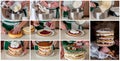 A Step by Step Collage of Making Christmas Layered Cake