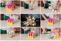 A Step by Step Collage of Making Iced Tea Cheesecake Popsicles