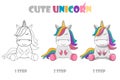 Step by step coloring or improvement of a cute unicorn.