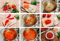 StepÃÂ by step cooking soup dish with tomatoes