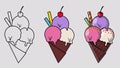 step by step create delicious premium ice cream illustrations from outline to beautiful results.