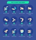 Step by step infographic illustration of How to wash your hands properly How to wash your hands correctly. Royalty Free Stock Photo