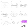 Step by step instructions how to make origami A Bird. Royalty Free Stock Photo