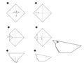 Step by step instructions how to make origami bird Royalty Free Stock Photo