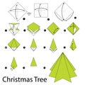 Step by step instructions how to make origami christmas tree.
