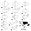 Step by step instructions how to make origami A Cow