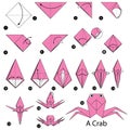 Step by step instructions how to make origami A Crab.