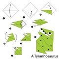 Step by step instructions how to make an origami a dinosaur.