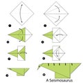 Step by step instructions how to make origami A Dinosaur.