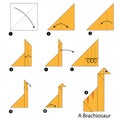 Step by step instructions how to make origami A dinosaur. Royalty Free Stock Photo