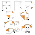 Step by step instructions how to make origami A Dog. Royalty Free Stock Photo