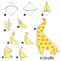 Step by step instructions how to make origami A Giraffe. Royalty Free Stock Photo