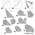 Step by step instructions how to make origami A Hippopotamus.