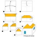 Step by step instructions how to make origami A House Of Corner.