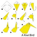 Step by step instructions how to make origami A Kiwi Bird.