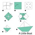 Step by step instructions how to make origami A Little Boat. Royalty Free Stock Photo