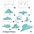 Step by step instructions how to make origami A Paper Plane Royalty Free Stock Photo