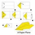 Step by step instructions how to make origami A Plane Royalty Free Stock Photo