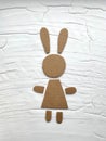 Pattern made of cardboard, hare, rabbit, cardboard recycling, kids crafts