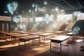 Step into a surreal classroom where students